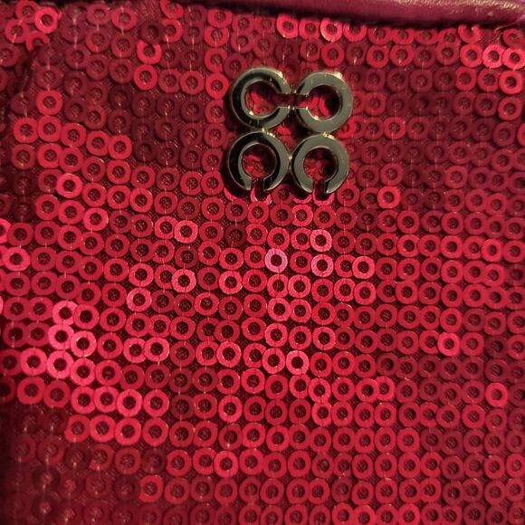 Coach Audrey Op Art Swirl Fuchsia Pink Sequin Wristlet & Evening Clutch 6 x 4 - Picture 5 of 12